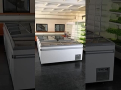 Supermarkt koelkast met statisch koelsysteem en glijdende glasdeur