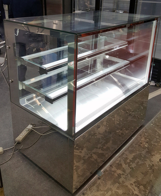 Front Straight Glass Cake Showcase-Ijskast met 2 Hogere Glasplank