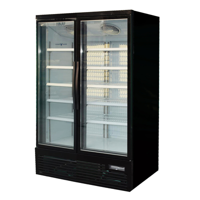 De Diepvriezer van de de Deurvertoning van het roomijsglas met Binnen Verticale LEIDENE Lichten