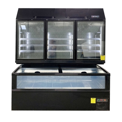 Top glazen deur vriezer dealer met externe stalen steun en interne 3pcs verstelbare planken