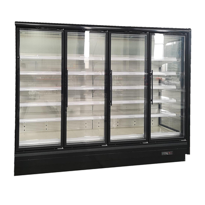 Display koelkast voor koude dranken met achtermuurspiegel en verticale LED-lichten