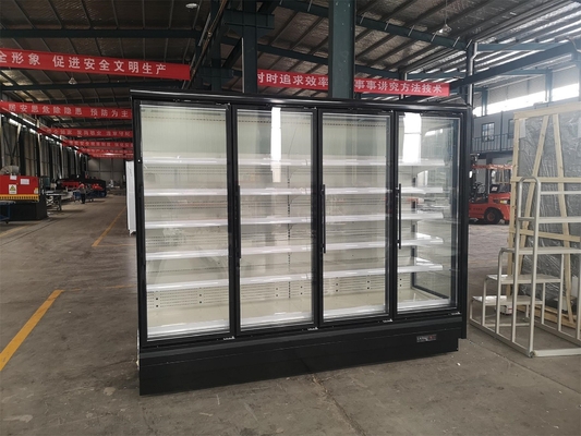 De Vertoningskoeler van vorst Vrije Zwarte Multideck met Deur van het Schommelings de Transparante Glas