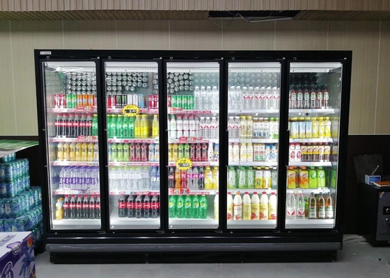 2000L grijp en ga het Rechte Vertoningskoelkast Regelbare Opschorten met 5 Glasdeur