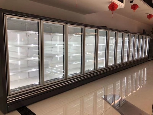 Aangepaste Multideck 2 het Gekoelde Kabinet van Glasdeuren Vertoning met Drievoudige Verglaasde Mist het Glasdeuren van Frameless