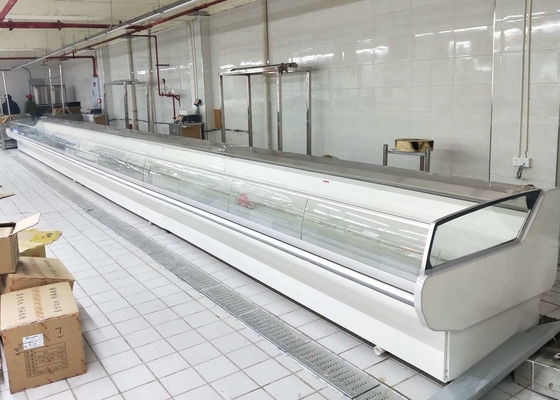 Vlees van de Koelkastfront curved glass for fresh van de ventilator het Koelsupermarkt Open