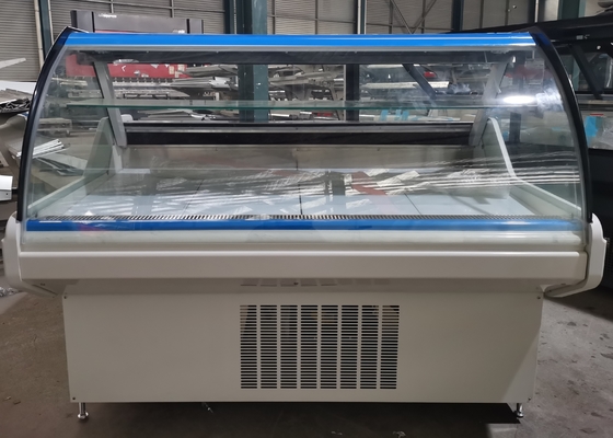 Horizontale Slager Refrigerated Display Fridge met Midden Omringende Glasplank voor Vers Vlees